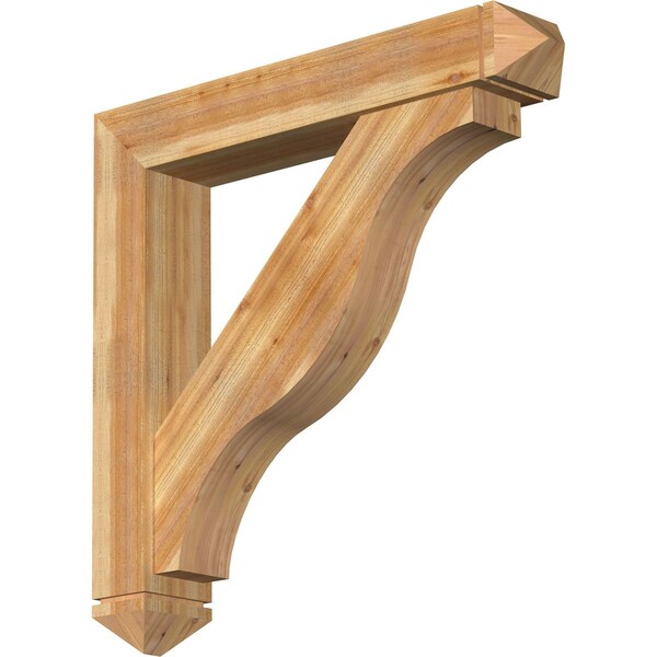 Ekena Millwork Funston Arts and Crafts Rough Sawn Bracket w/ Offset Brace, Western Red Cedar, 8"W x 46"D x 46"H BKT0806X46X46FST03RWR - main